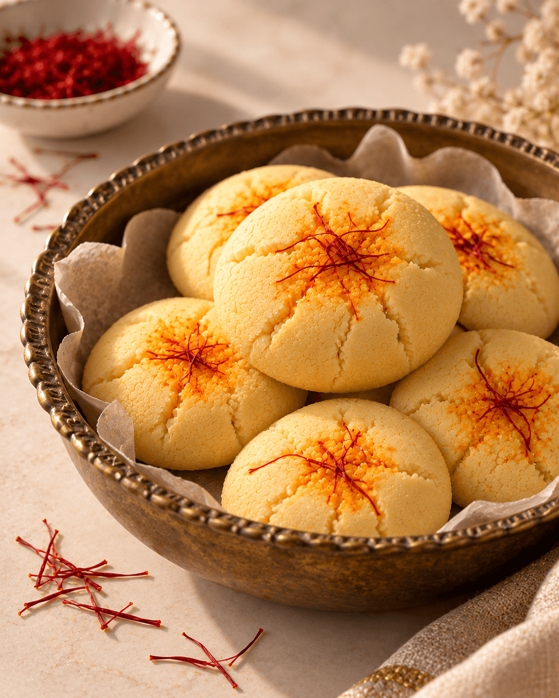 Saffron Cookies in an Antique Bowl