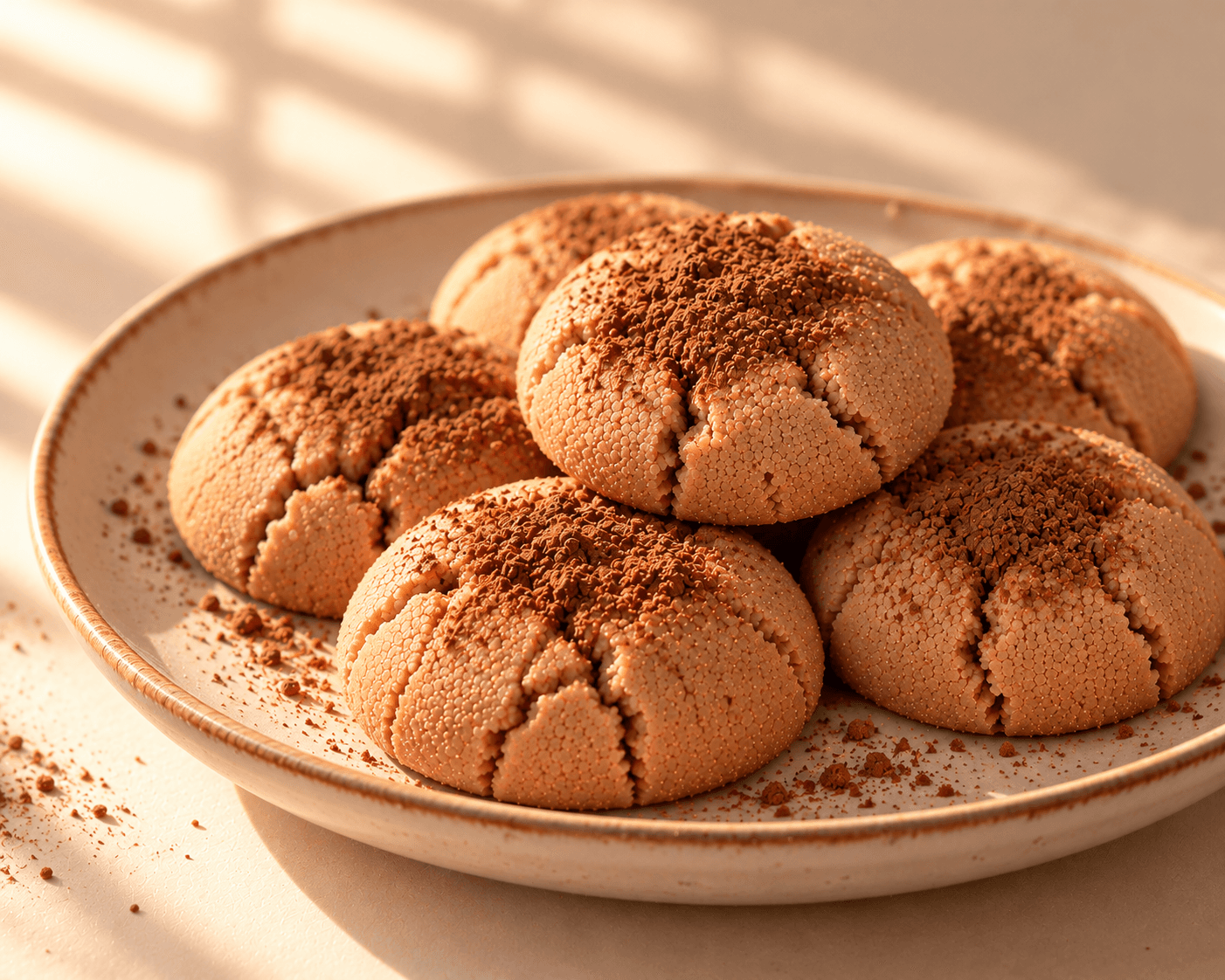 Sunlit Cocoa Dusted Crinkle Cookies